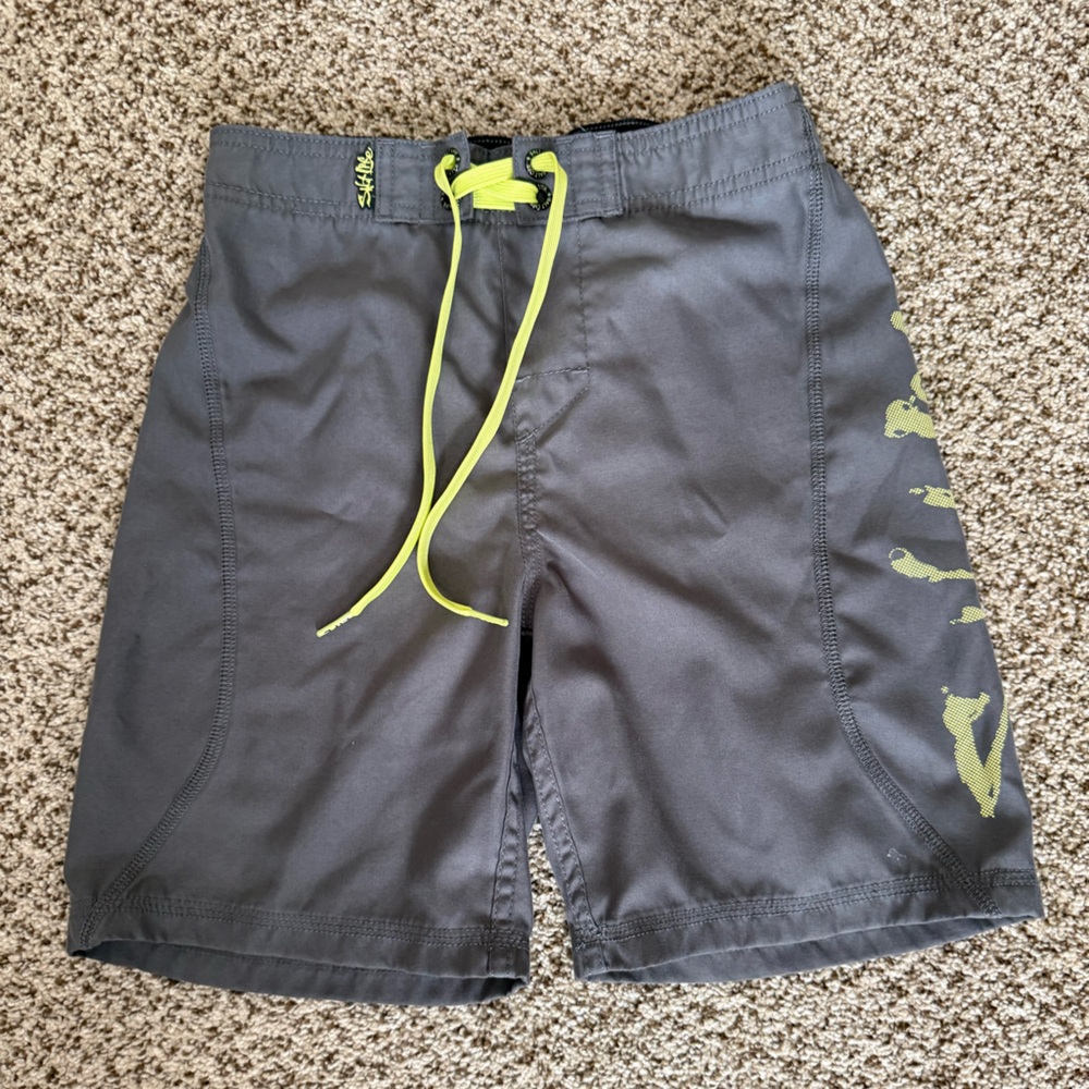 Salt Life Charcoal Swim Shorts with Neon Yellow Accents